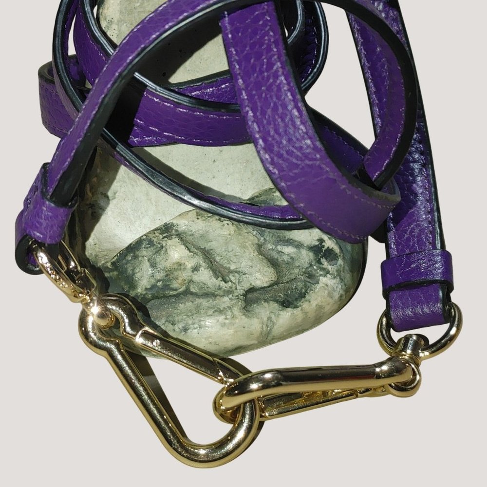 Coach Purple Leather Crossbody Strap Gold Tone Hardware Adjustable Length